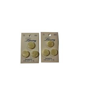 Vintage Set 6 Lansing Washable Size F28 3/4”  Round Cream Faux MOP Buttons NOS